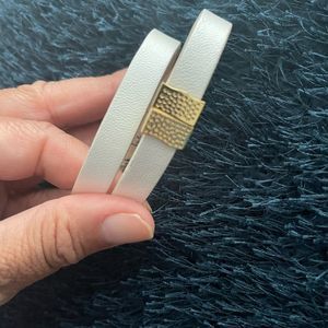 Rustic Cuff White Leather Wrap bracelet